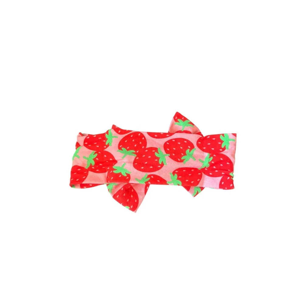 Baby Essentials Strawberry Headwrap Headband Pink Red Bow Baby Toddler Girls